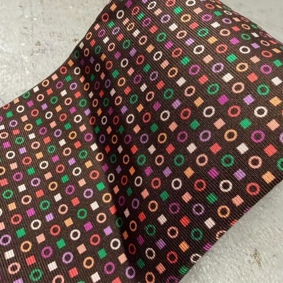 ETRO Milano Tie 100% Silk Made in Italy Satin Brown Dot Pattern 4.5" - Picture 2 of 7